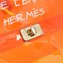 HERMES Vinyl Kelly Hand Bag Vinyl Orange Auth 209264-14