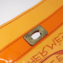 HERMES Vinyl Kelly Hand Bag Vinyl Orange Auth 209264-16
