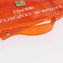 HERMES Vinyl Kelly Hand Bag Vinyl Orange Auth 209264-7