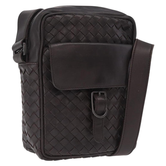 Bottega Veneta INTRECCIATO Shoulder Bag Leather Brown 113092 Auth 209265V