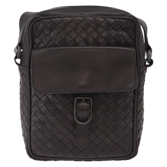 Bottega Veneta INTRECCIATO Shoulder Bag Leather Brown 113092 Auth 209265V