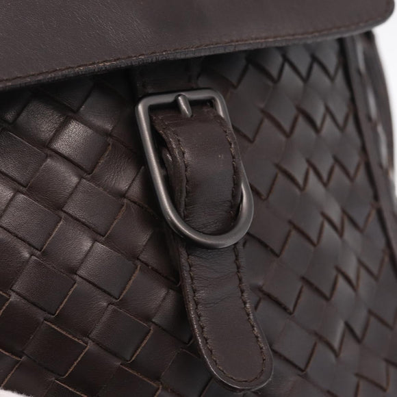 Bottega Veneta INTRECCIATO Shoulder Bag Leather Brown 113092 Auth 209265V