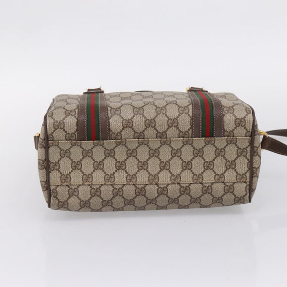 GUCCI GG Supreme Web Sherry Line Bag PVC 2way Beige 002 115 6697 Auth 209269