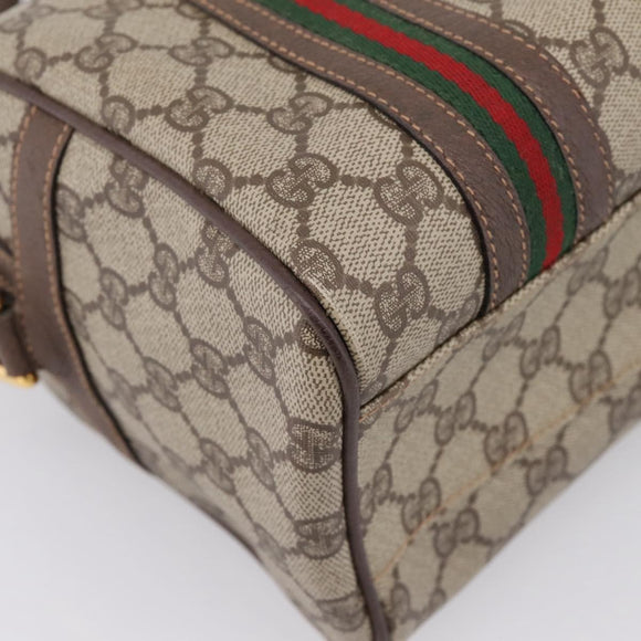 GUCCI GG Supreme Web Sherry Line Bag PVC 2way Beige 002 115 6697 Auth 209269