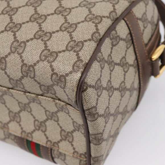 GUCCI GG Supreme Web Sherry Line Bag PVC 2way Beige 002 115 6697 Auth 209269