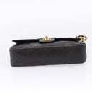 CHANEL Chain Matelasse 25 Shoulder Bag Lamb Skin Black Gold CC Auth 209270V-10
