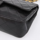 CHANEL Chain Matelasse 25 Shoulder Bag Lamb Skin Black Gold CC Auth 209270V-11