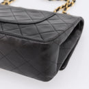 CHANEL Chain Matelasse 25 Shoulder Bag Lamb Skin Black Gold CC Auth 209270V-13