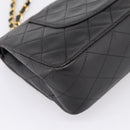 CHANEL Chain Matelasse 25 Shoulder Bag Lamb Skin Black Gold CC Auth 209270V-14