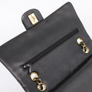 CHANEL Chain Matelasse 25 Shoulder Bag Lamb Skin Black Gold CC Auth 209270V-16