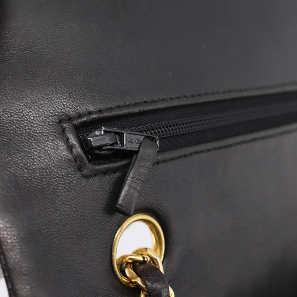 CHANEL Chain Matelasse 25 Shoulder Bag Lamb Skin Black Gold CC Auth 209270V