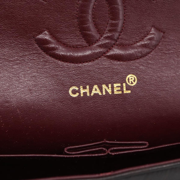 CHANEL Chain Matelasse 25 Shoulder Bag Lamb Skin Black Gold CC Auth 209270V