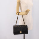 CHANEL Chain Matelasse 25 Shoulder Bag Lamb Skin Black Gold CC Auth 209270V-28