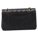 CHANEL Chain Matelasse 25 Shoulder Bag Lamb Skin Black Gold CC Auth 209270V-3