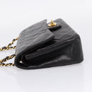 CHANEL Chain Matelasse 25 Shoulder Bag Lamb Skin Black Gold CC Auth 209270V-4