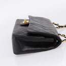 CHANEL Chain Matelasse 25 Shoulder Bag Lamb Skin Black Gold CC Auth 209270V-5