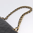 CHANEL Chain Matelasse 25 Shoulder Bag Lamb Skin Black Gold CC Auth 209270V-9