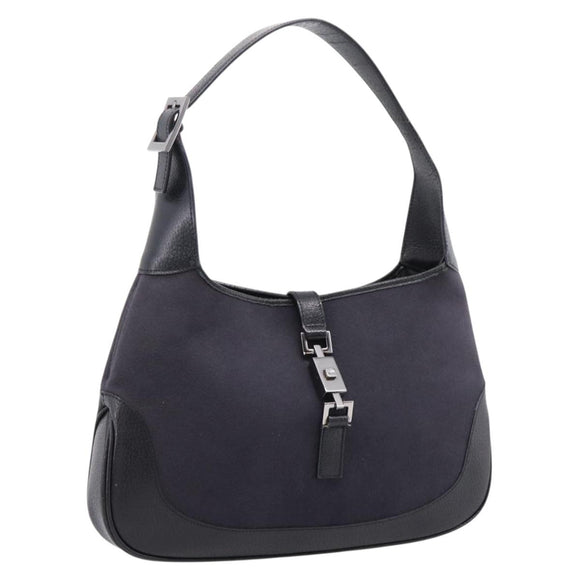 GUCCI Jackie Shoulder Bag Wool Black Silver 001 3306 Auth 209271V