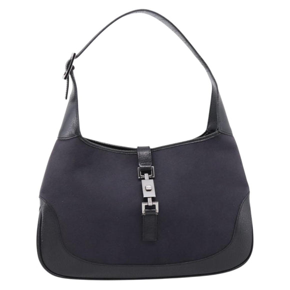 GUCCI Jackie Shoulder Bag Wool Black Silver 001 3306 Auth 209271V