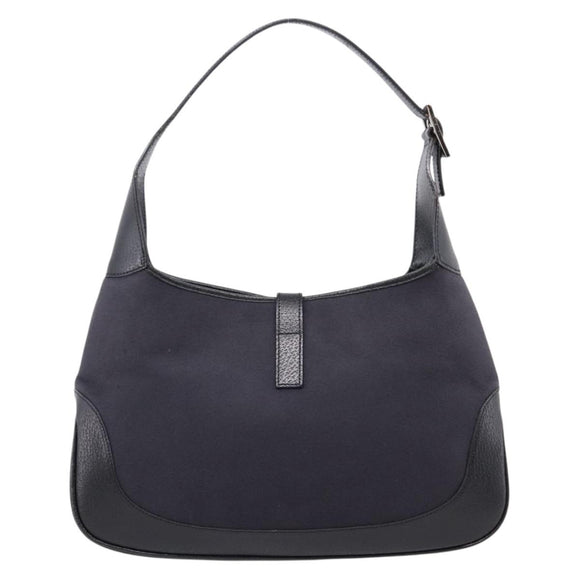 GUCCI Jackie Shoulder Bag Wool Black Silver 001 3306 Auth 209271V
