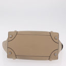 CELINE Luggage Micro Shopper Hand Bag Leather Beige Gold Auth 209272V-5