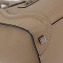 CELINE Luggage Micro Shopper Hand Bag Leather Beige Gold Auth 209272V-9