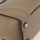 CELINE Luggage Micro Shopper Hand Bag Leather Beige Gold Auth 209272V-16