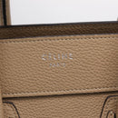 CELINE Luggage Micro Shopper Hand Bag Leather Beige Gold Auth 209272V-18