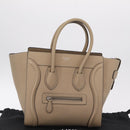 CELINE Luggage Micro Shopper Hand Bag Leather Beige Gold Auth 209272V-12
