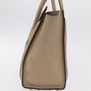 CELINE Luggage Micro Shopper Hand Bag Leather Beige Gold Auth 209272V-4