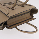 CELINE Luggage Micro Shopper Hand Bag Leather Beige Gold Auth 209272V-6
