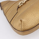 GUCCI Horsebit GG Canvas Shoulder Bag Gold 137388 Auth 209277V-14