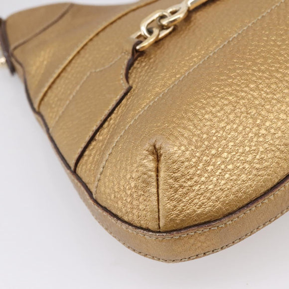 GUCCI Horsebit GG Canvas Shoulder Bag Gold 137388 Auth 209277V