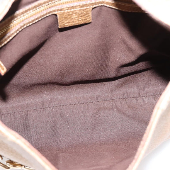 GUCCI Horsebit GG Canvas Shoulder Bag Gold 137388 Auth 209277V