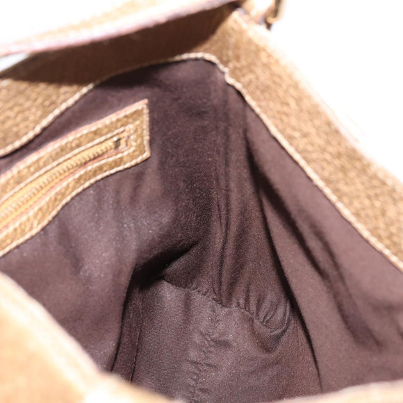 GUCCI Horsebit GG Canvas Shoulder Bag Gold 137388 Auth 209277V
