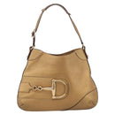 GUCCI Horsebit GG Canvas Shoulder Bag Gold 137388 Auth 209277V-13