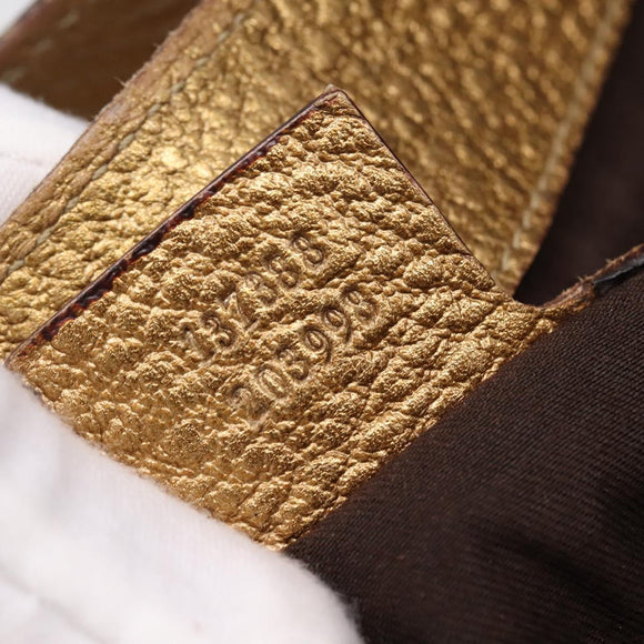 GUCCI Horsebit GG Canvas Shoulder Bag Gold 137388 Auth 209277V