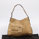 GUCCI Horsebit GG Canvas Shoulder Bag Gold 137388 Auth 209277V-12