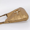 GUCCI Horsebit GG Canvas Shoulder Bag Gold 137388 Auth 209277V-3