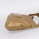 GUCCI Horsebit GG Canvas Shoulder Bag Gold 137388 Auth 209277V-4