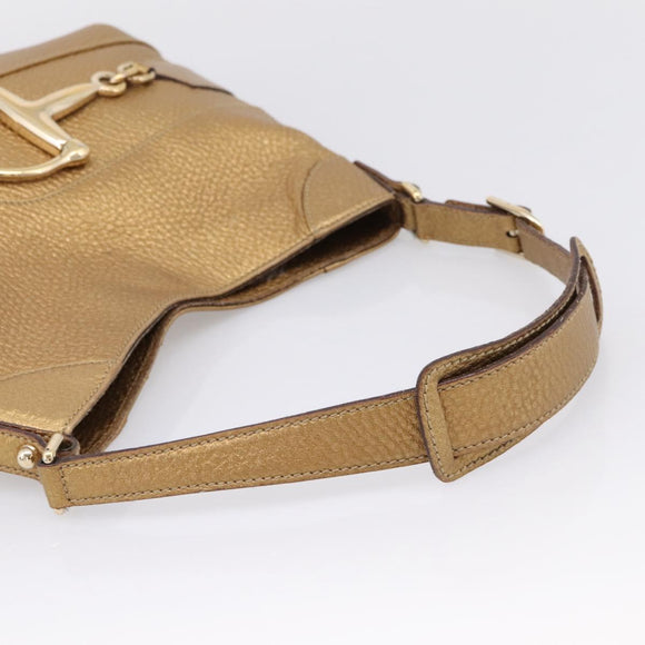GUCCI Horsebit GG Canvas Shoulder Bag Gold 137388 Auth 209277V