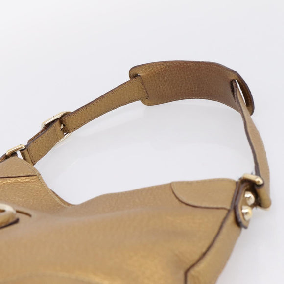 GUCCI Horsebit GG Canvas Shoulder Bag Gold 137388 Auth 209277V