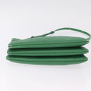 CELINE Trio Shoulder Bag Leather Green Gold Auth 209280-12