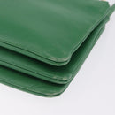 CELINE Trio Shoulder Bag Leather Green Gold Auth 209280-16