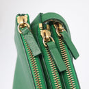 CELINE Trio Shoulder Bag Leather Green Gold Auth 209280-18