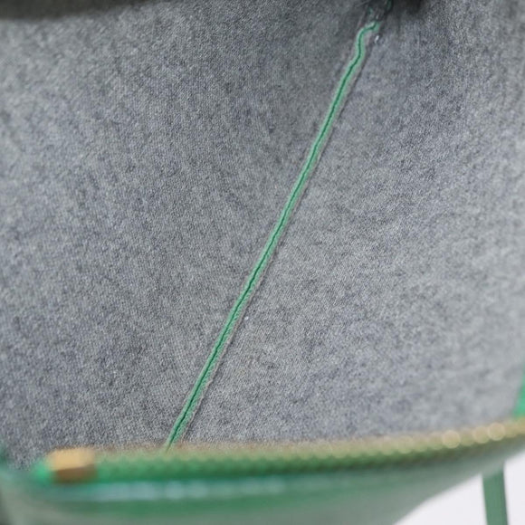CELINE Trio Shoulder Bag Leather Green Gold Auth 209280