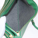 CELINE Trio Shoulder Bag Leather Green Gold Auth 209280-25