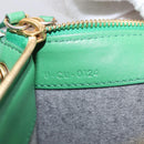 CELINE Trio Shoulder Bag Leather Green Gold Auth 209280-26