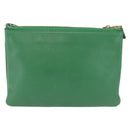 CELINE Trio Shoulder Bag Leather Green Gold Auth 209280-3