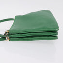 CELINE Trio Shoulder Bag Leather Green Gold Auth 209280-6
